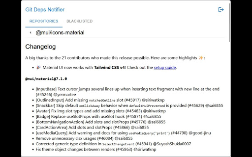Git Deps Notifier  from Chrome web store to be run with OffiDocs Chromium online
