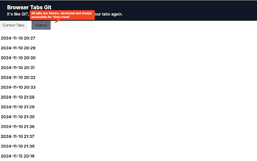 GIT for Your Browser Tabs Never lose your tabs again!  from Chrome web store to be run with OffiDocs Chromium online