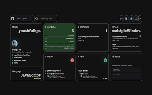 GitGlances  from Chrome web store to be run with OffiDocs Chromium online