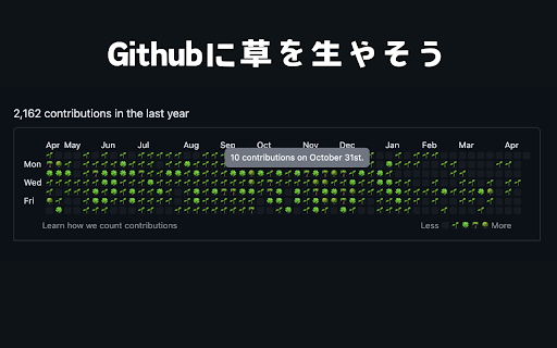GitHubに草を生やそう  from Chrome web store to be run with OffiDocs Chromium online
