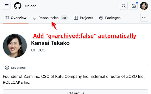 GitHub Archive Filter  from Chrome web store to be run with OffiDocs Chromium online