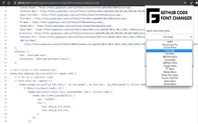 Github Code Font Changer  from Chrome web store to be run with OffiDocs Chromium online