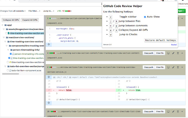 GitHub Code Review Helper  from Chrome web store to be run with OffiDocs Chromium online