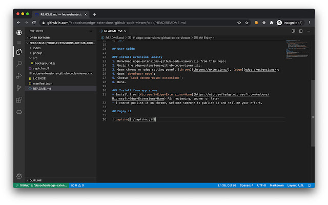 github code viewer  from Chrome web store to be run with OffiDocs Chromium online
