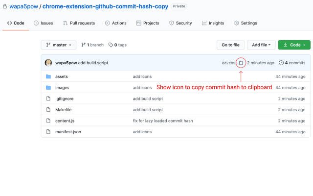 GitHub commit hash copy  from Chrome web store to be run with OffiDocs Chromium online