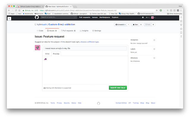 Github Custom Emoji Addiction  from Chrome web store to be run with OffiDocs Chromium online