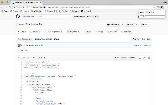 GitHub Custom Tab Size  from Chrome web store to be run with OffiDocs Chromium online