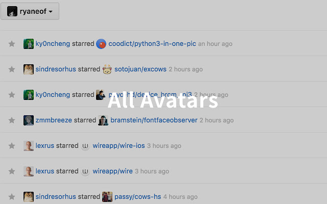 GitHub Dashboard Avatars  from Chrome web store to be run with OffiDocs Chromium online
