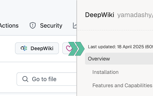 GitHub DeepWiki Button (Unofficial)  from Chrome web store to be run with OffiDocs Chromium online