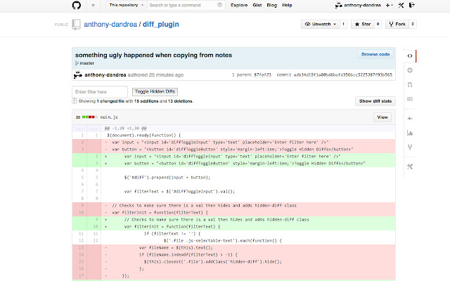 GitHub Diff Filter  from Chrome web store to be run with OffiDocs Chromium online