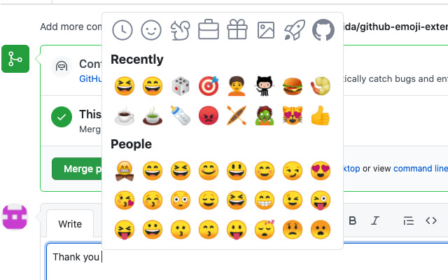 GitHub Emoji Extension  from Chrome web store to be run with OffiDocs Chromium online