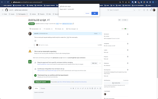 GitHub Eyes  from Chrome web store to be run with OffiDocs Chromium online