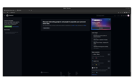 GitHub Homepage Restorer  from Chrome web store to be run with OffiDocs Chromium online