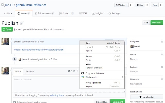 GitHub Issue Reference  from Chrome web store to be run with OffiDocs Chromium online
