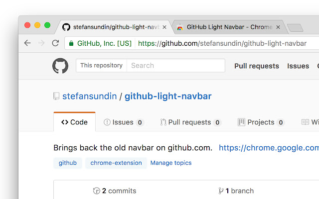 GitHub Light Navbar  from Chrome web store to be run with OffiDocs Chromium online