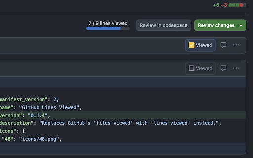 GitHub Lines Viewed  from Chrome web store to be run with OffiDocs Chromium online