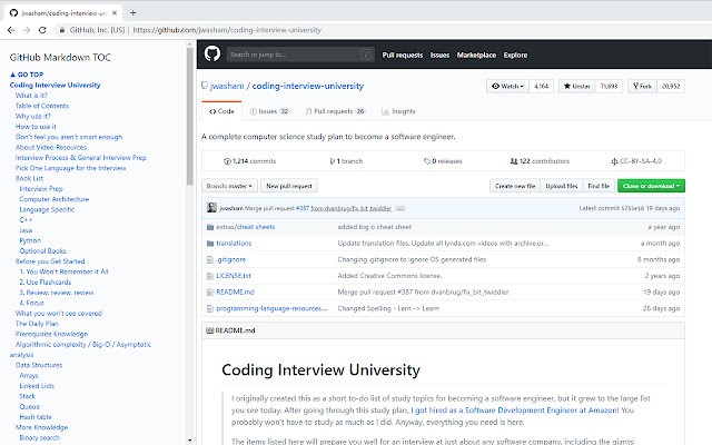 GitHub Markdown TOC  from Chrome web store to be run with OffiDocs Chromium online