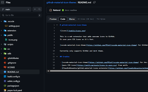 github material icon theme  from Chrome web store to be run with OffiDocs Chromium online
