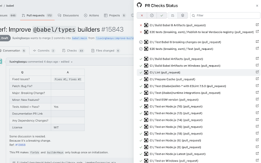 GitHub PR Check Status  from Chrome web store to be run with OffiDocs Chromium online