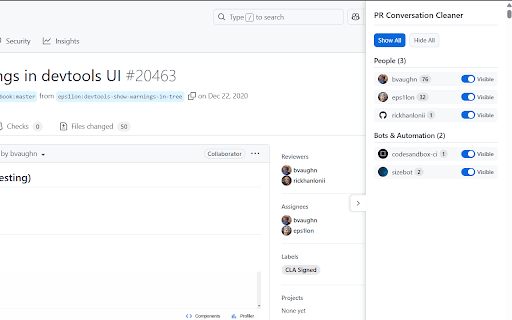 GitHub PR Cleaner  from Chrome web store to be run with OffiDocs Chromium online