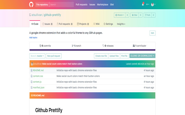 GitHub Prettify  from Chrome web store to be run with OffiDocs Chromium online