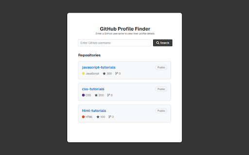 GitHub Profile Finder  from Chrome web store to be run with OffiDocs Chromium online