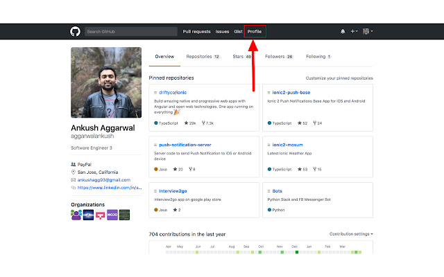 Github Profile Shortcut  from Chrome web store to be run with OffiDocs Chromium online