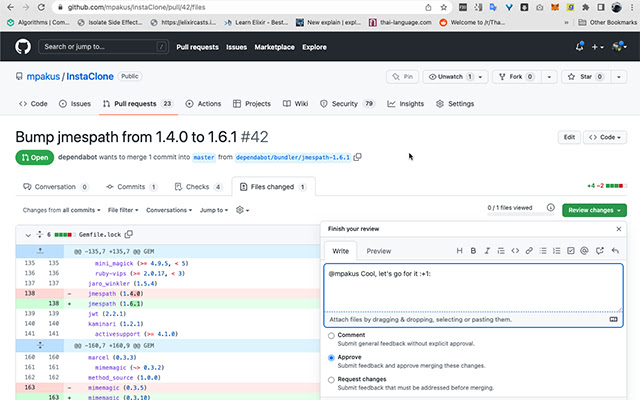 Ulasan Github PR dari toko web Chrome untuk dijalankan dengan OffiDocs Chromium online