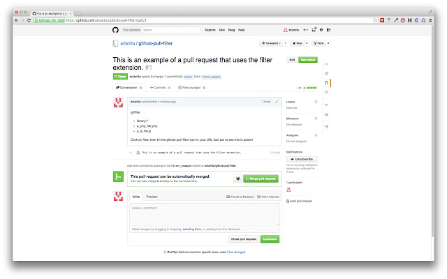 OffiDocs Chromium 온라인과 함께 실행되도록 Chrome 웹 스토어의 Github 풀 필터