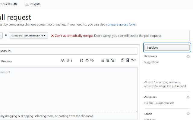 GitHub PullRequest Defaults  from Chrome web store to be run with OffiDocs Chromium online
