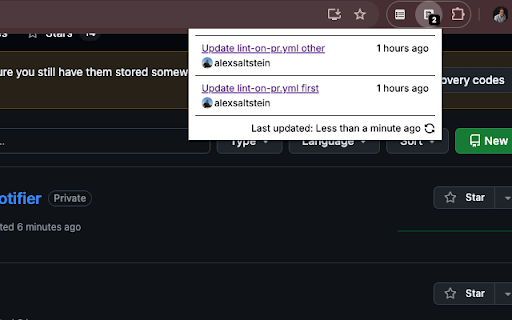 GitHub Pull Request Notifier  from Chrome web store to be run with OffiDocs Chromium online