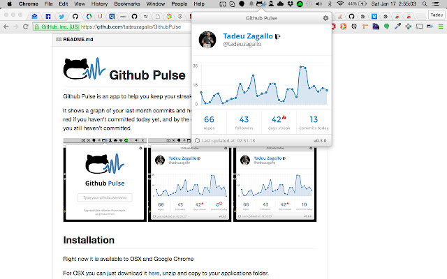 GithubPulse  from Chrome web store to be run with OffiDocs Chromium online