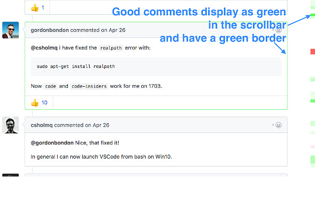 GitHub reactions minimap  from Chrome web store to be run with OffiDocs Chromium online