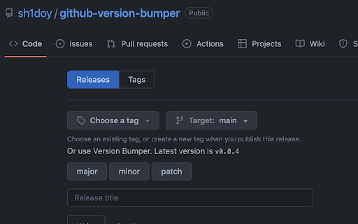 GitHub Release Tag Version Bumper  from Chrome web store to be run with OffiDocs Chromium online