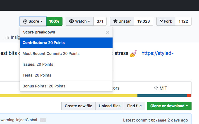 GitHub Repo Score  from Chrome web store to be run with OffiDocs Chromium online