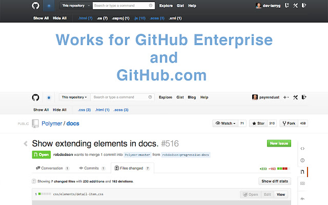 GitHub Review Filters  from Chrome web store to be run with OffiDocs Chromium online