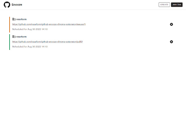 GitHub Snooze  from Chrome web store to be run with OffiDocs Chromium online