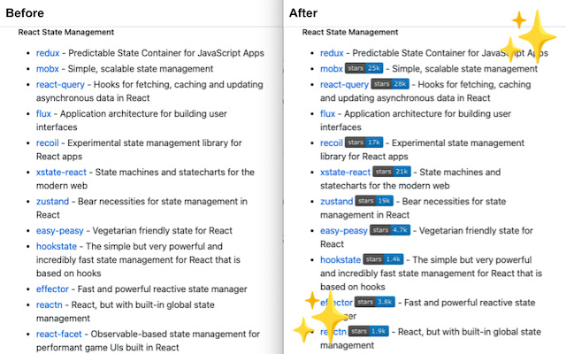 GitHub Stargazer  from Chrome web store to be run with OffiDocs Chromium online