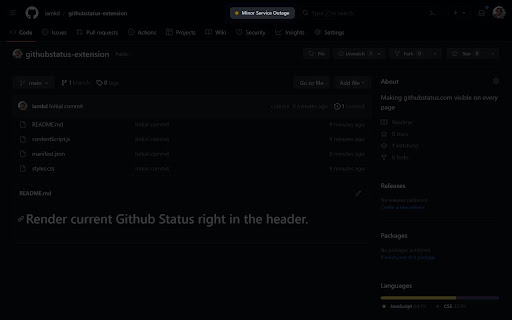 Github Status Monitor  from Chrome web store to be run with OffiDocs Chromium online