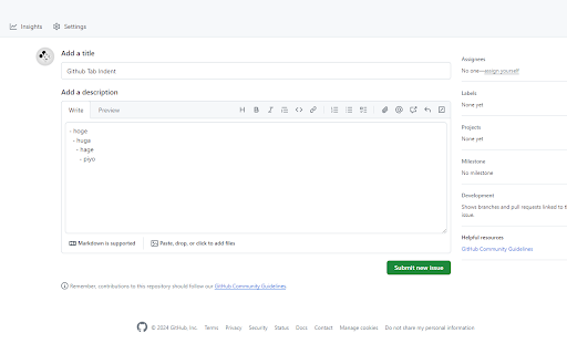 Github Tab Indent  from Chrome web store to be run with OffiDocs Chromium online