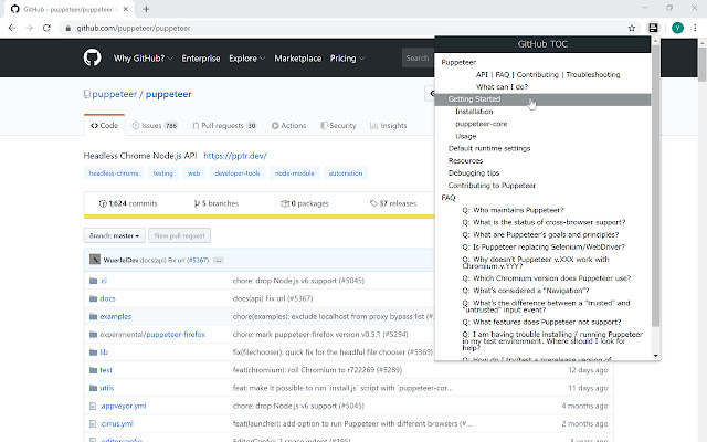 github toc  from Chrome web store to be run with OffiDocs Chromium online