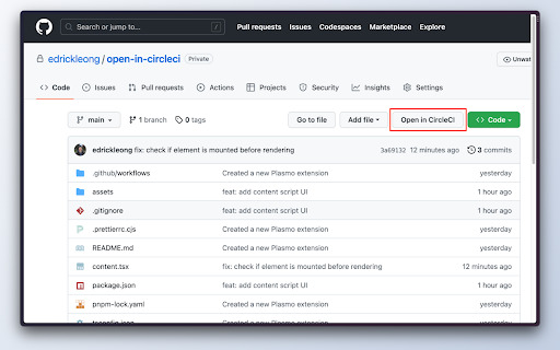 GitHub to CircleCI  from Chrome web store to be run with OffiDocs Chromium online