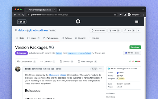 GitHub to Linear  from Chrome web store to be run with OffiDocs Chromium online