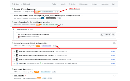 GitHub Tweaker  from Chrome web store to be run with OffiDocs Chromium online