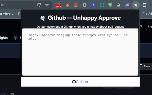 Github — Unhappy Approve  from Chrome web store to be run with OffiDocs Chromium online