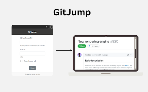 GitJump  from Chrome web store to be run with OffiDocs Chromium online