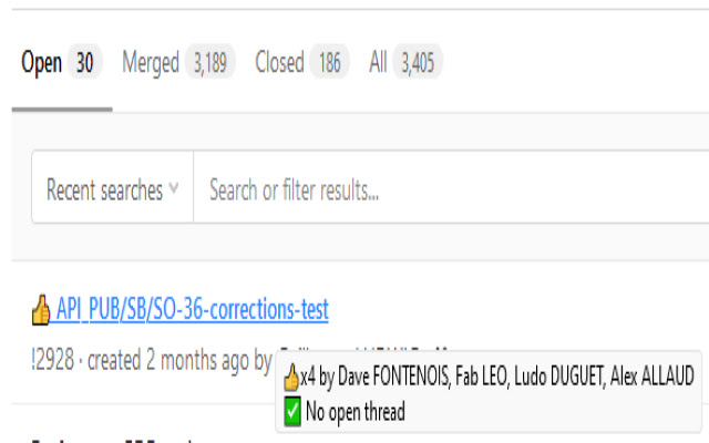 Gitlab fancy merge requests  from Chrome web store to be run with OffiDocs Chromium online