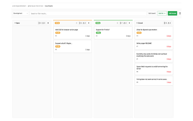 Gitlab Issues Time In Lane (GITIL)  from Chrome web store to be run with OffiDocs Chromium online