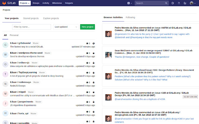 GitLab Social Extension  from Chrome web store to be run with OffiDocs Chromium online