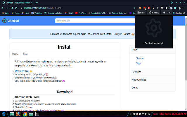 gitmbed  from Chrome web store to be run with OffiDocs Chromium online